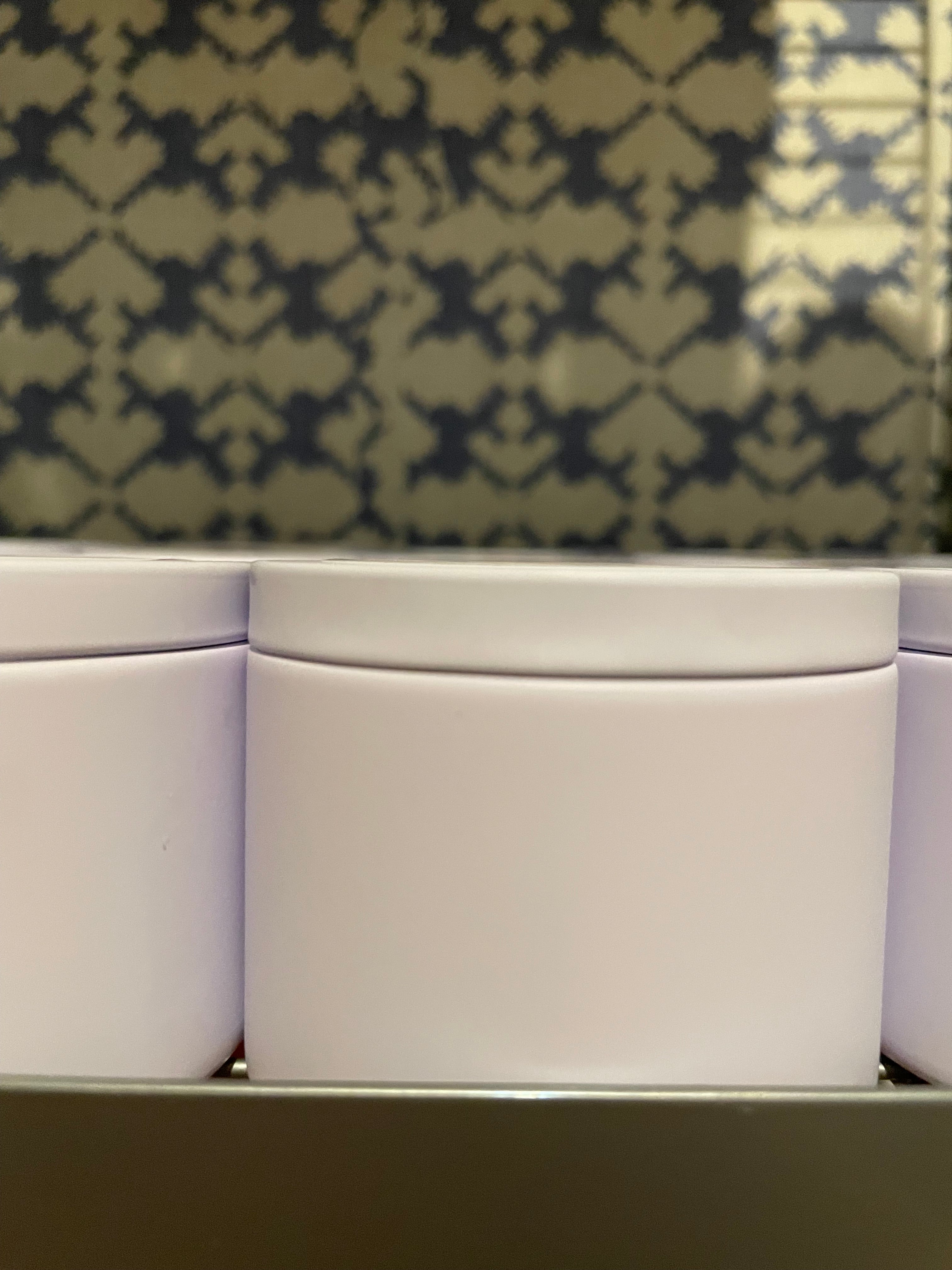 4oz White Candle Tins with Wood Grain Lid