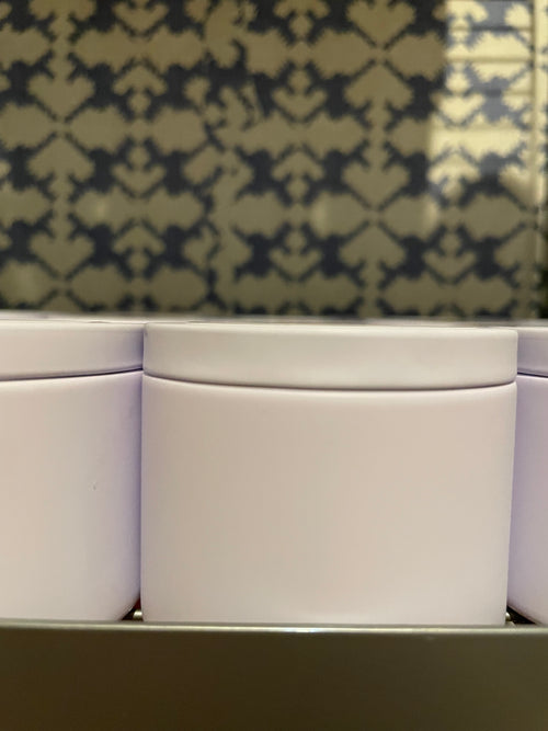 4oz White Candle Tins with Wood Grain Lid